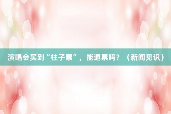 演唱会买到“柱子票”，能退票吗？（新闻见识）