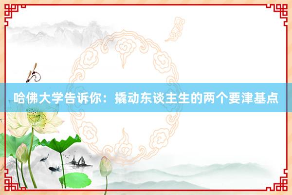 哈佛大学告诉你：撬动东谈主生的两个要津基点